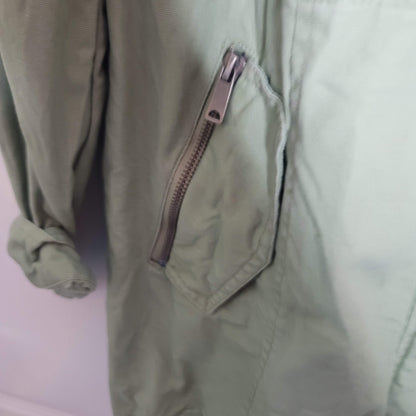 Sebby Collection Womens Large Olive Green Cargo Jacket Full Zip Hooded  Cotton