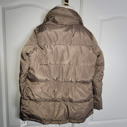 Lauren Ralph MEDIUM Mushroom Puffer Coat Jacket faux fur collar Hooded Full Zip