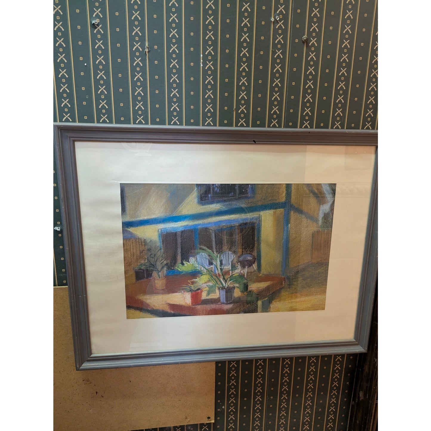 Original MCM Expressionist Pastel Painting Interior Still Life Signed J Gallwood