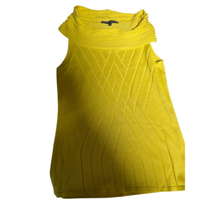Antonio Melani Size Small womens cowl neck sweater top sleeveless yellow chevron
