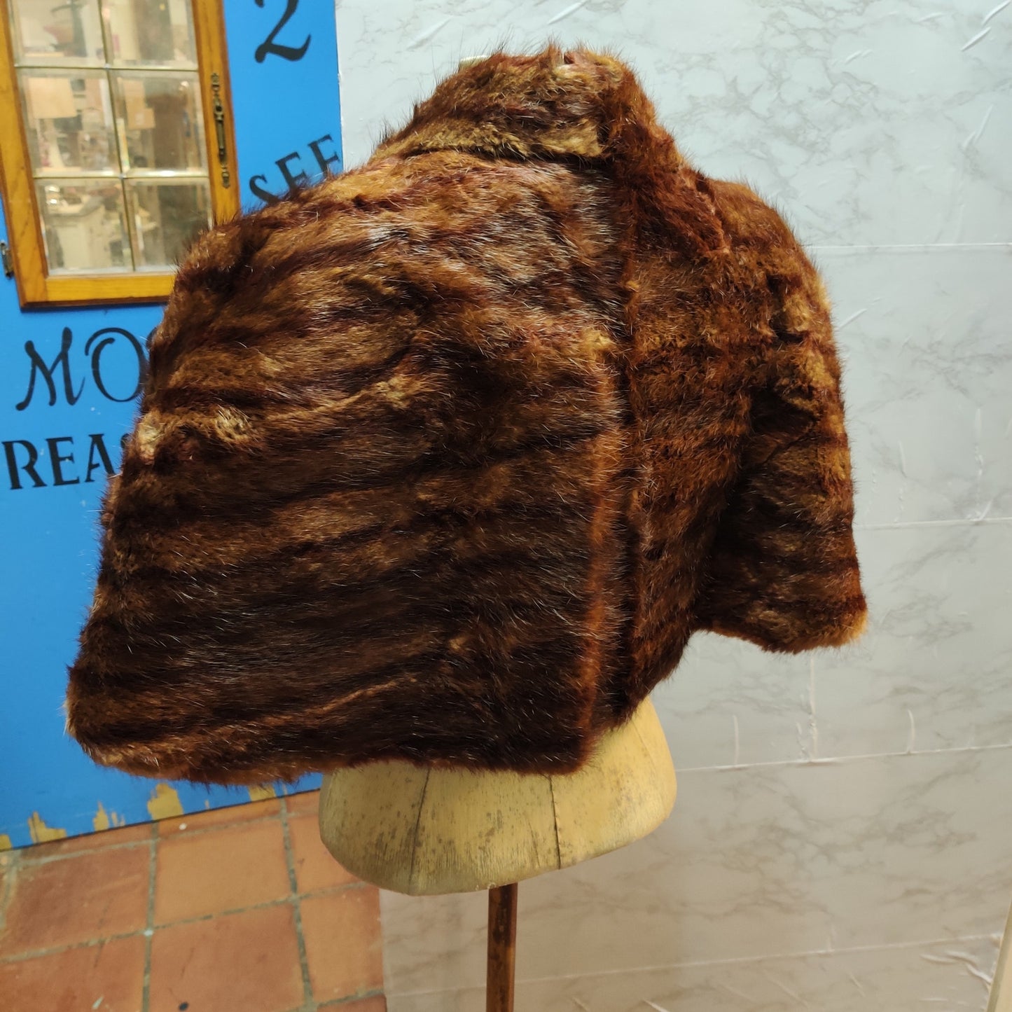 Vintage Elynor Cain Mink Fur Capelet Cropped Stole Shrug Wrap Hollywood Retro