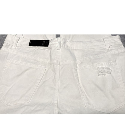 AFRM Distressed High Rise Ankle Skinny Button Fly Jeans Size 32  in White NWT