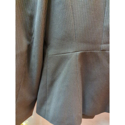 Tahari Arthur S. Levine Petite Charcoal Gray Pinstripe Peplum Blazer 6P Classic