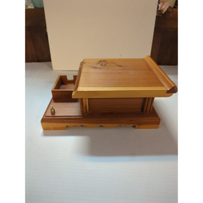 Vintage Asian Wooden Desktop Writing Slope & Organizer Vanity Box