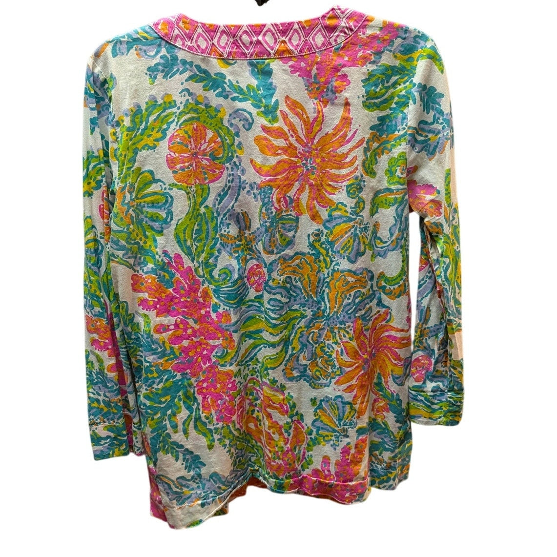 Lilly Pulitzer Amelia Island Tunic Casa Marina Seashell Floral Print Top Medium
