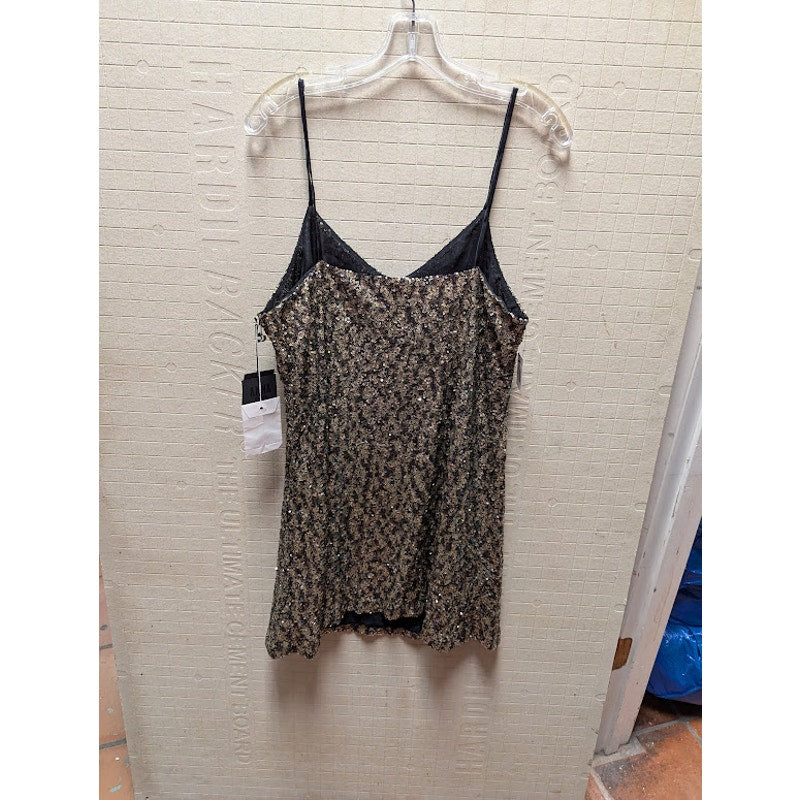 Anna Sui Gold sequin cocktail short spaghetti strap short party dress large NEW