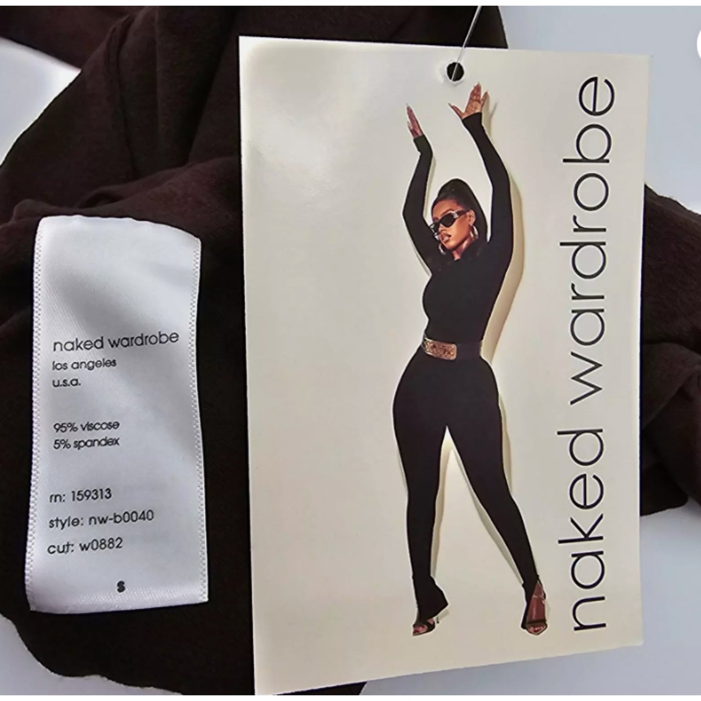 Naked Wardrobe Womans size medium Sleeveless Sculpt Bodysuit Dark Chocolate NEW