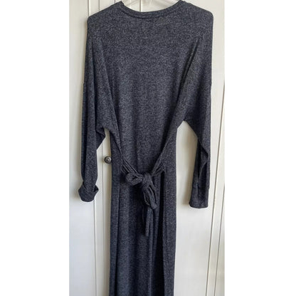 Topshop Gray Sweater Dress Size 6 Knit Long Sleeve Midi Tie in Back Long Sleeve