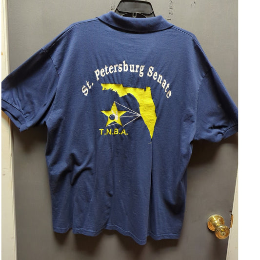 Vintage polo shirt collared short sleeve Size XL blue bowling shirt Bowler HAZEL