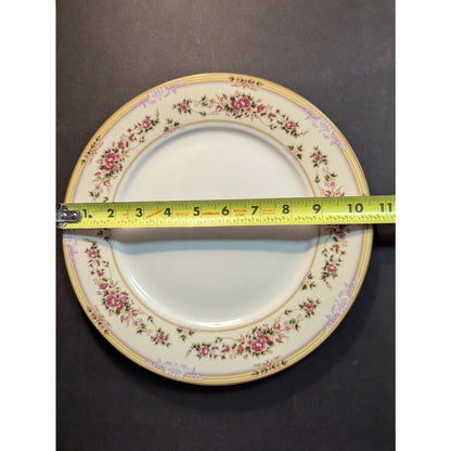 Vintage Lynns Fine China Dinner Plates Set of 3 Floral Gold Trim French Country
