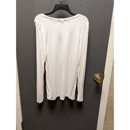 Halogen white long leeve top shirt size Large NEW scoop neck travel lightweight