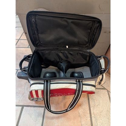 Storm Rolling Thunder 2 Ball Roller Bowling Bag Grey Red Heavy Duty Wheels