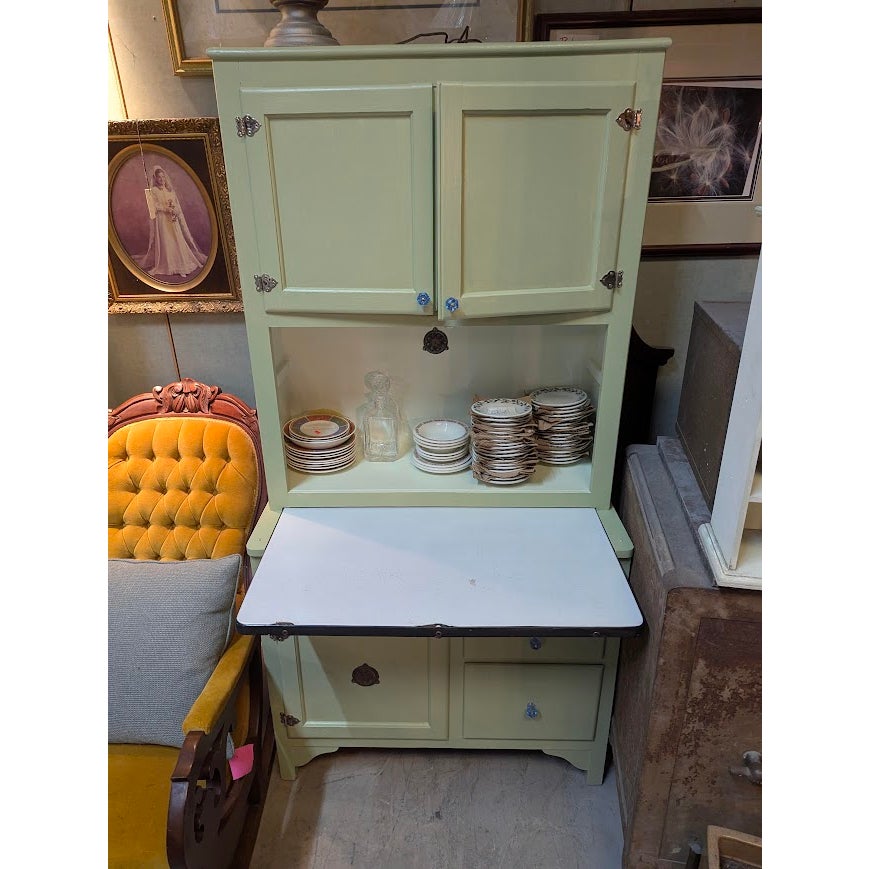 Secondhand Sandies: Sage Green Farmhouse Hoosier Kitchen Cabinet Hutch