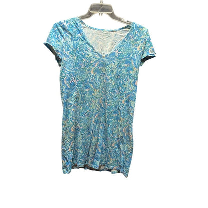 Lilly Pulitzer Etta v-neck dress in the "Surf Blue Coral of the Story medium