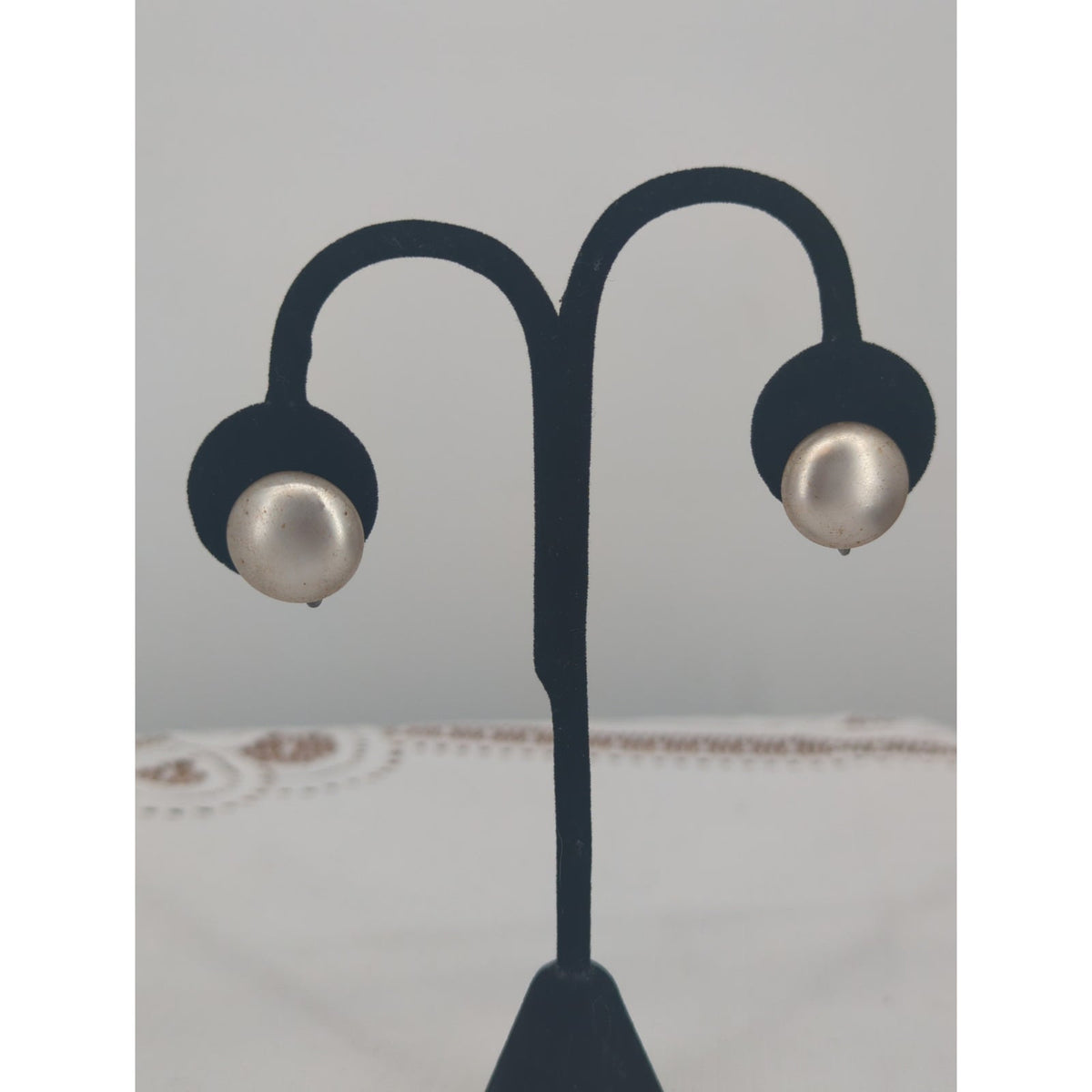 Vintage Mid-Century Silver-Tone Dome Screw Back Earrings Round Minimalist