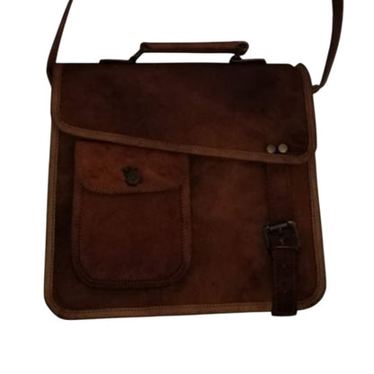 Handmade leather Purse bag crossbody camel front flap adjust top handle Satchel