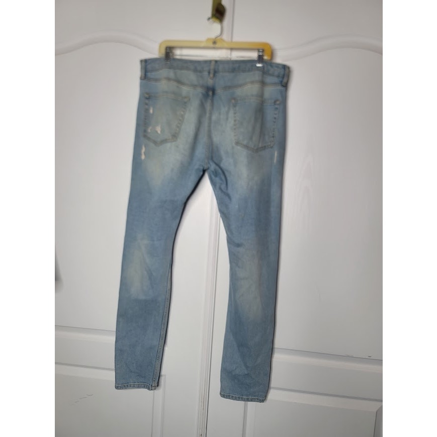Topman Men's Distressed Blue Jeans Size 38" x 34" Light Wash  Destroyed ripped