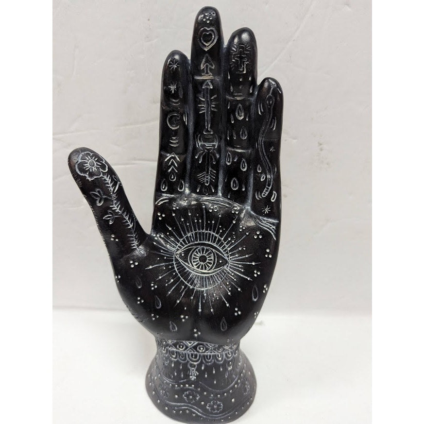 Hand Hamsa Evil Eye Decor 9.5 Inch Astrology Spiritual Art Sculpture