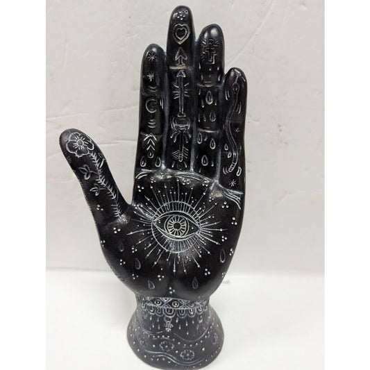 Hand Hamsa Evil Eye Decor 9.5 Inch Astrology Spiritual Art Sculpture