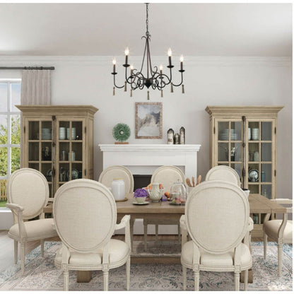 LNC 5-Light Chandelier French Country Shabby Chic Adjustabl Brown Rust Metal NEW