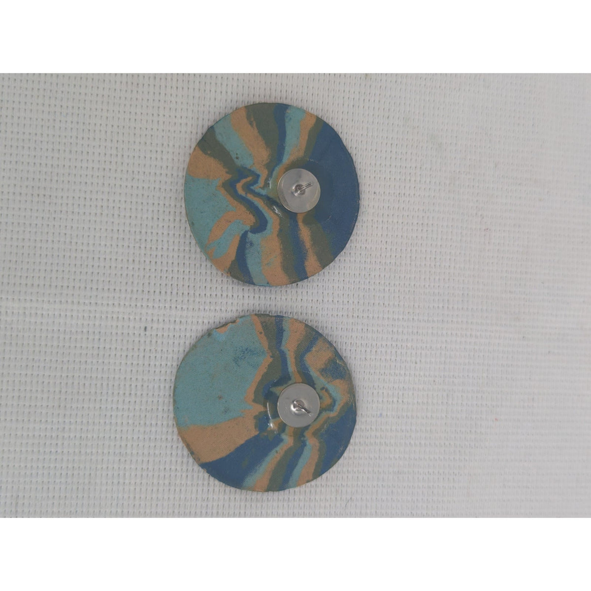 Vintage Mid-Century Modern Swirl Pattern Disc Post Earrings Retro Abstract Find