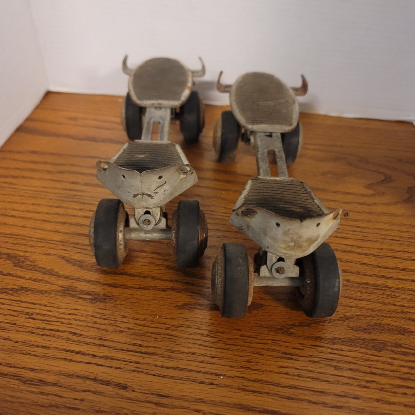 Vintage Adjustable Metal Roller Skates Antique Strap-On Pair