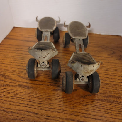 Vintage Adjustable Metal Roller Skates Antique Strap-On Pair