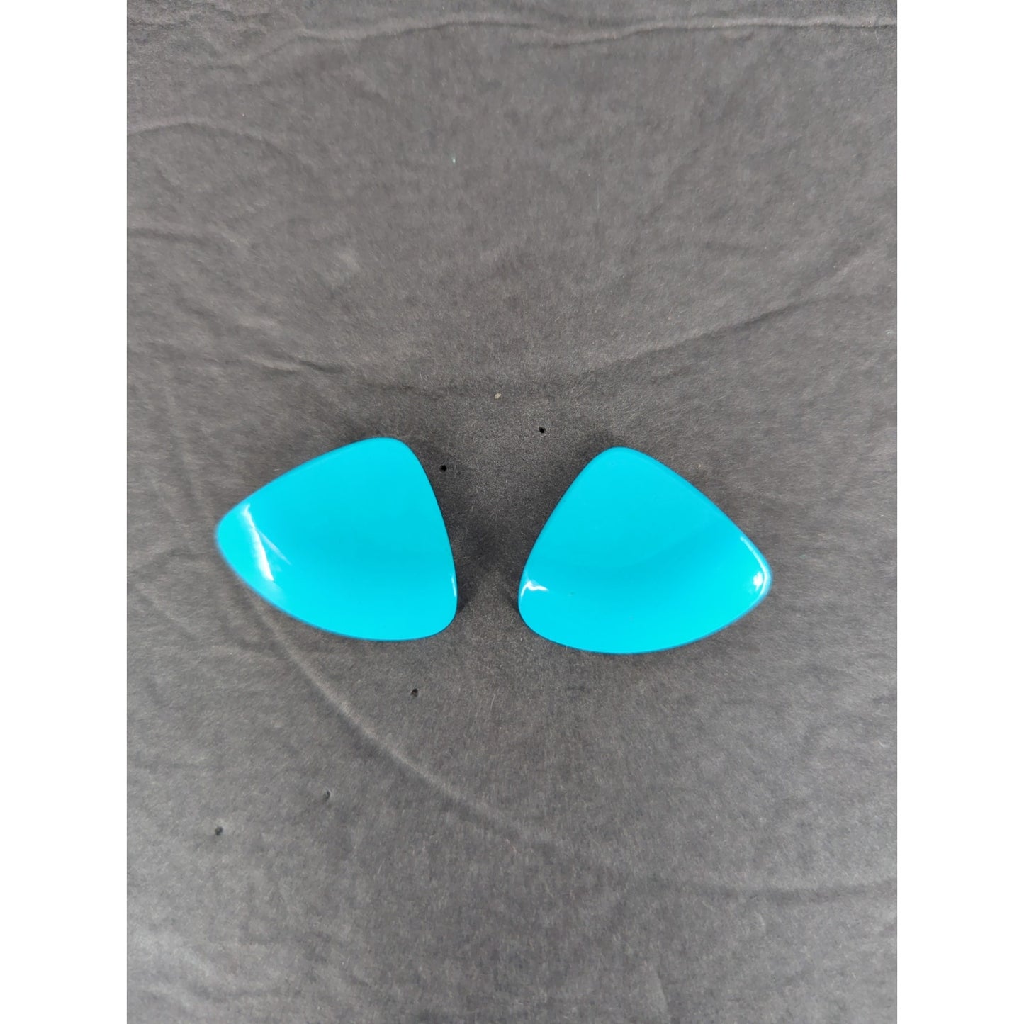 Vintage Mid-Century Bright Turquoise Blue Triangle Screw Back Earrings Retro