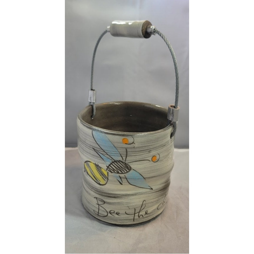 Z Pots New England Handmade Bee the Change Hand Painted Ceramic Small Bucket