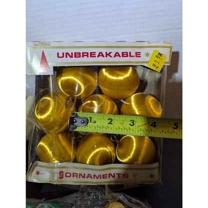 holiday lot of  68 spun nylon ornamets mini green gold 2" and 1"