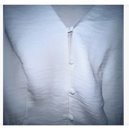 Topshop White blouse Peasant Crop Top Size 4 NWT Ruffle Neckline Puff Sleeve NEW