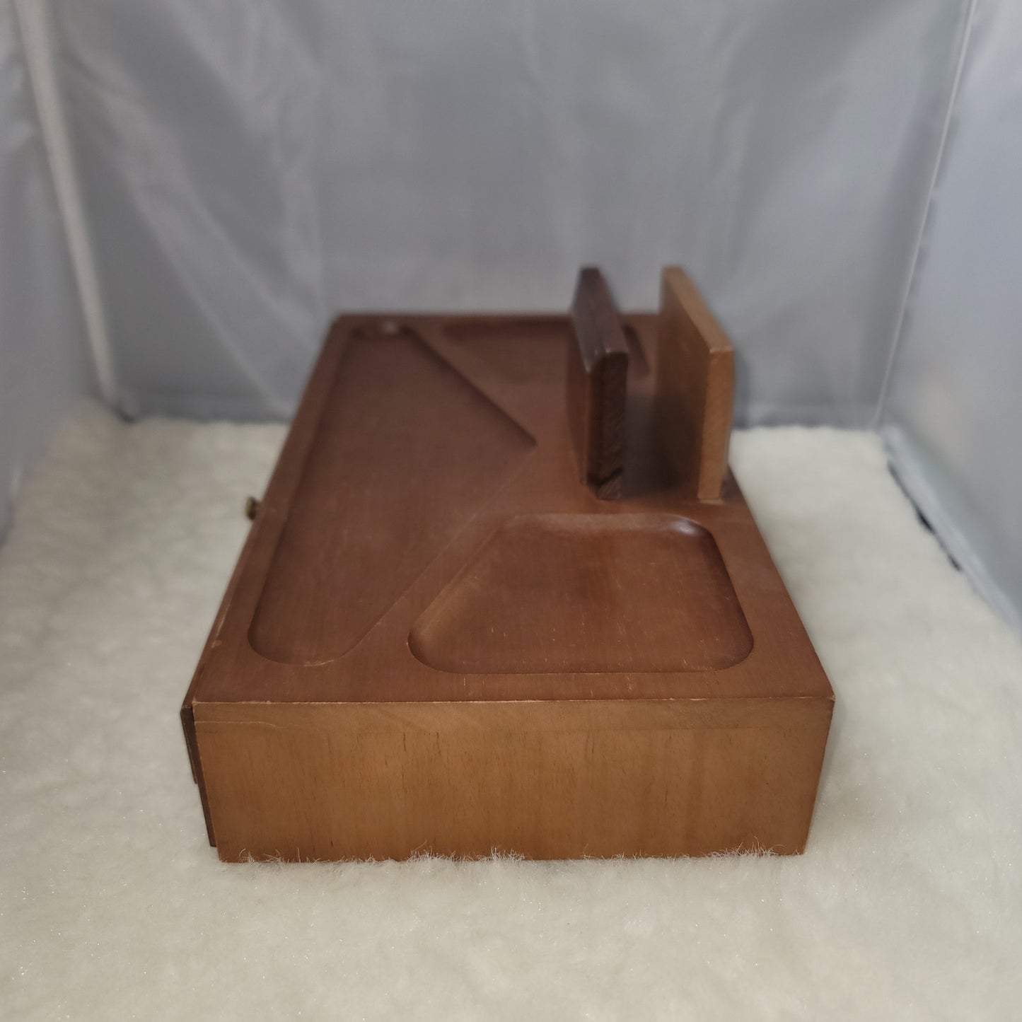 Mid-Century Modern Solid Wood Valet Box Gentleman's Desk Organizer Vanity Jewels