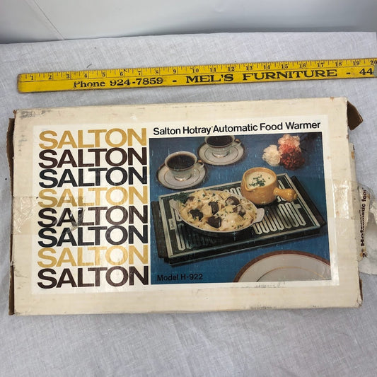 SALTON HOTRAY Automatic FOOD WARMER w/Box Model H-922 Vintage USA Tested Working