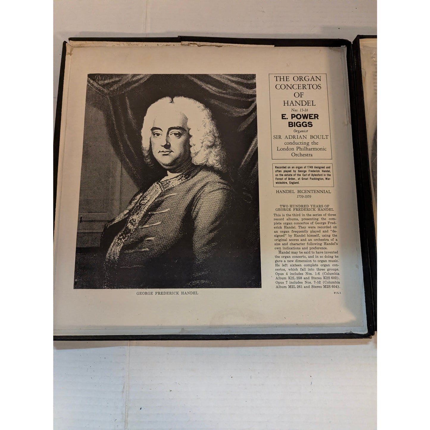 Handel Organ Concertos Nos. 13-16 E. Power Biggs Columbia 6-Eye Mono Box Set