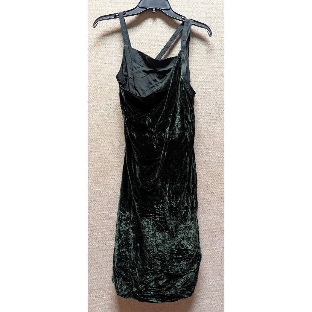 Helmut Lang Front Velvet Slip Dress Womens 2 Forest Green Sleeveless $690 NWT