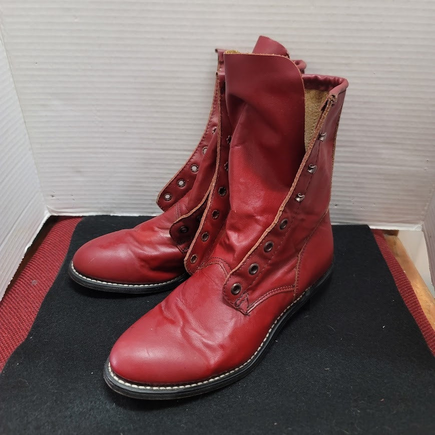Vintage Packer Roper Kiltie Boots by Rodeo Drive Size 7.5 Leather Red Lace Up