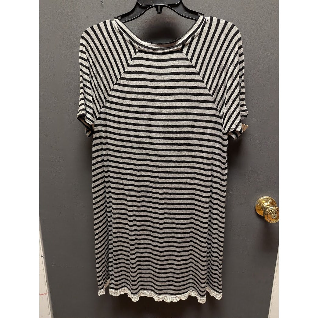 Honeydew Women's Striped Lace Trim Short Sleeve Raglan Pajama Dress NWT