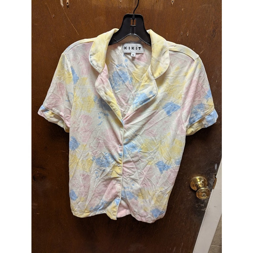 NEW Medium KIKIT Tie Dye Clouds Short Sleeves Pajamas Tops NEW