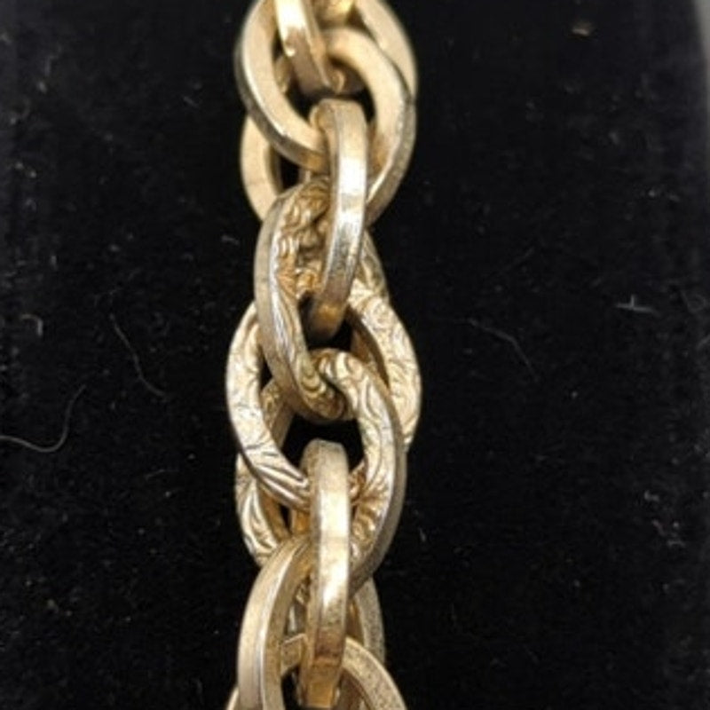 Vintage Textured Gold Tone Rope Chain Link Bracelet Whimsigoth 90s Minimalist