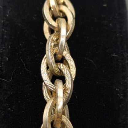 Vintage Textured Gold Tone Rope Chain Link Bracelet Whimsigoth 90s Minimalist