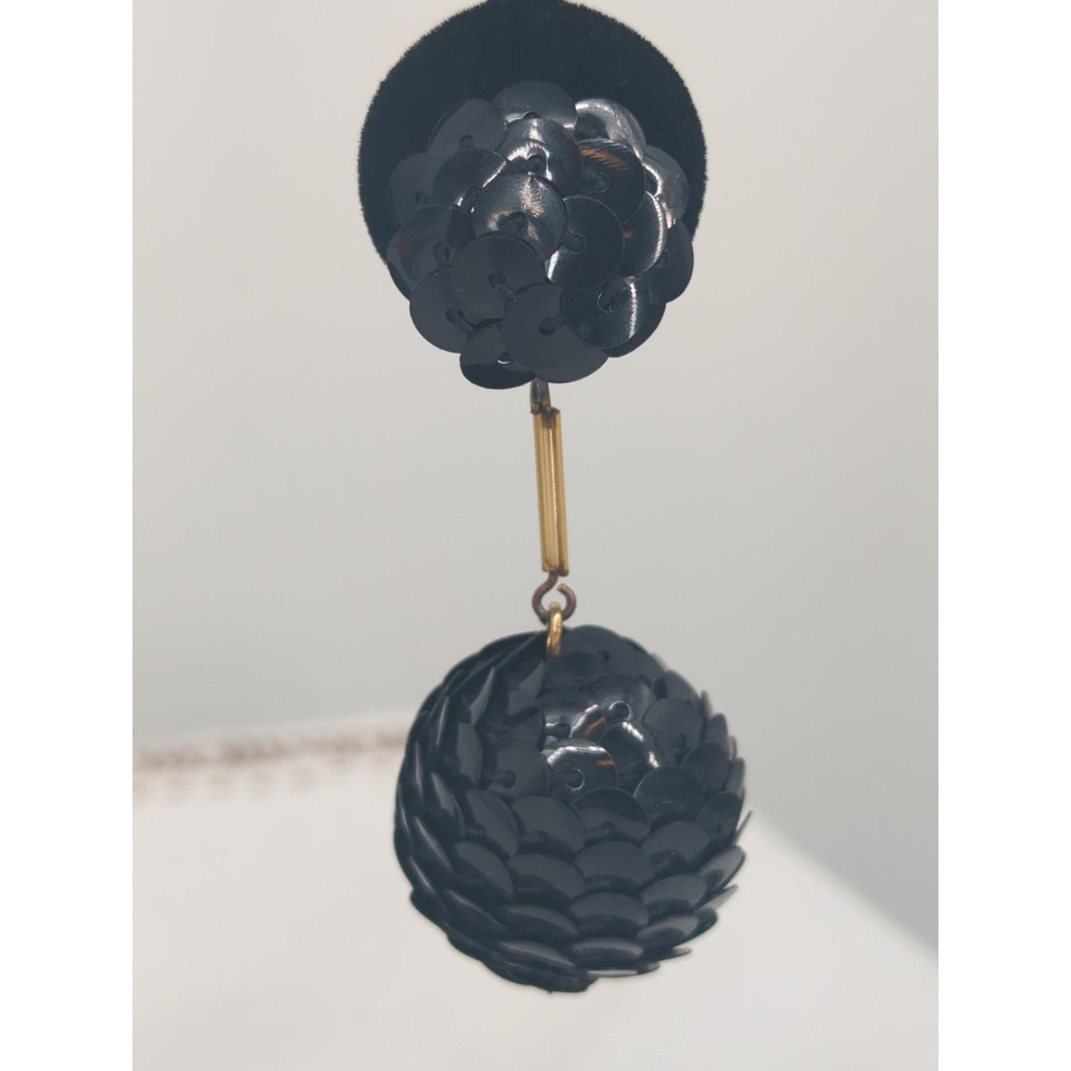 Vintage Black Rose Faceted Ball Dangle Drop Earrings Retro Gothic Chic