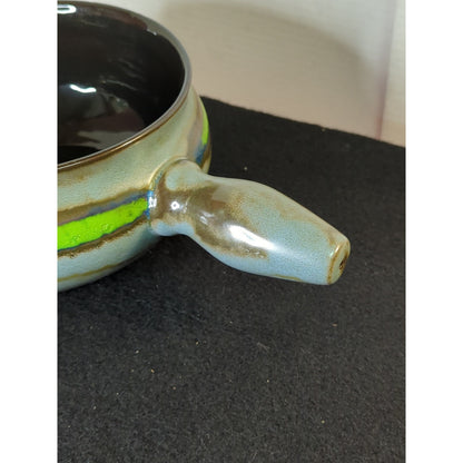 Eduardo Vega Cuenca Ecuador Pottery Signed Caquelon Sauce Pan Pot Bowl Handle