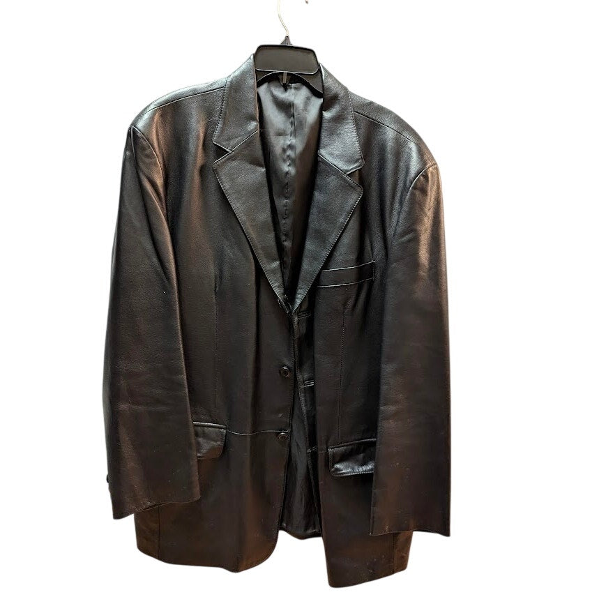 J. Ferrar Men's Black Genuine Leather Blazer Jacket Size Large 90s MatrixVibes