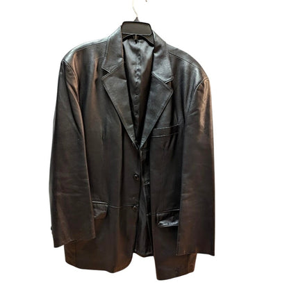 J. Ferrar Men's Black Genuine Leather Blazer Jacket Size Large 90s MatrixVibes