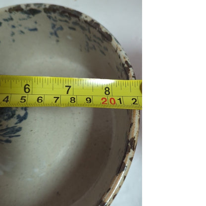 Vintage Hand Thrown Pottery Splatterware Bundt Pan Signed Aubrey Brown 2002 Blue