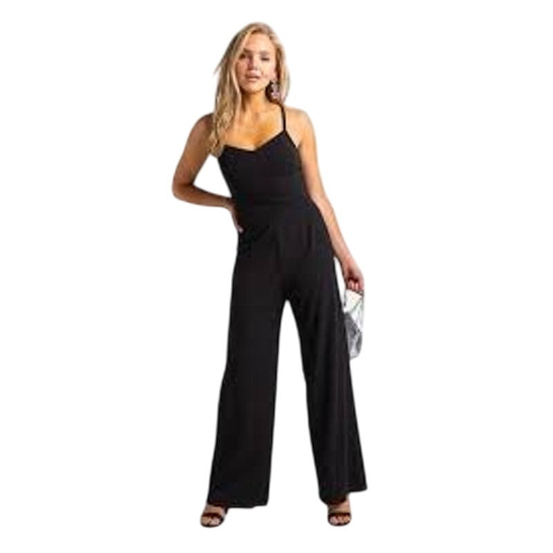 Row A Women Monique Lace Back Jumpsuit Spaghettis strap Size X-Large New
