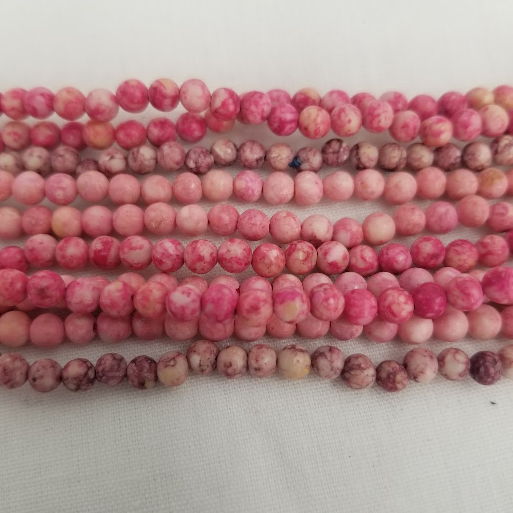 5 strands of round beads pink stones craft jewelry Making necklaces