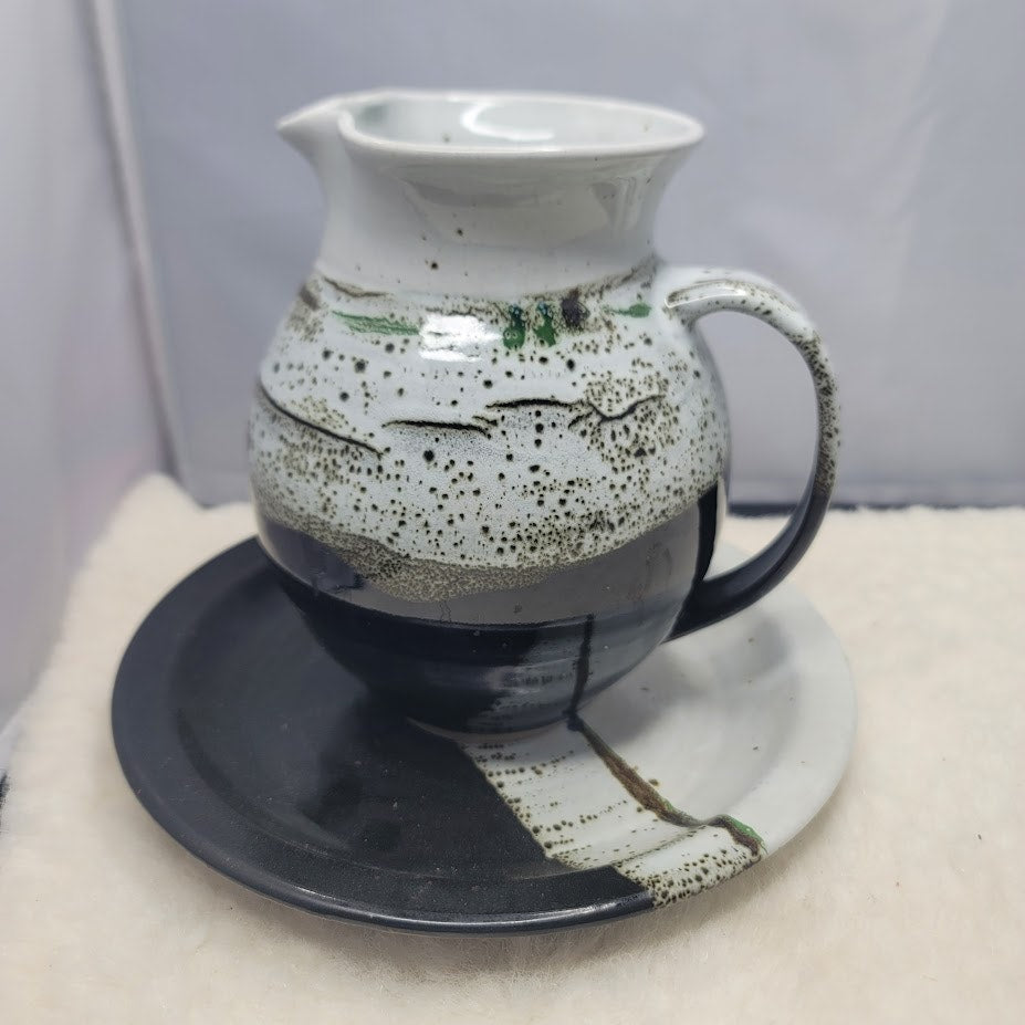 Donald Penny Signed Studio Art Pottery Pitcher and Plate Earth tones