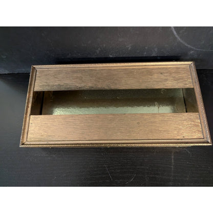 Vintage tissue box holder vanity metal Gold textured bathroom