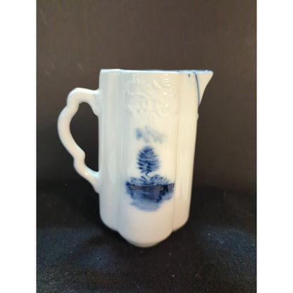 Vintage Blue & White Windmill Small Ceramic Creamer Pitcher Transferware